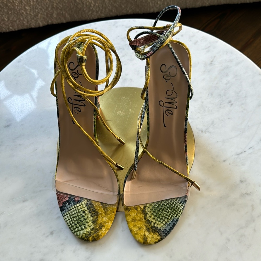 Multi snake skin clear sandals